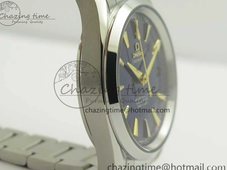 0418 Aqua Terra 150M SS VSF 1:1 Best Edition Blue Wave Textured Dial YG Hand on SS Bracelet A8500 Super Clone Sporty 8026